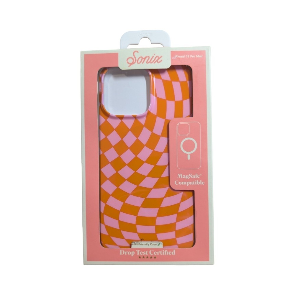Y2-O Sonix Case for iPhone 15 Pro Max -‎ with MagSafe - Checkmate Pink/Orange